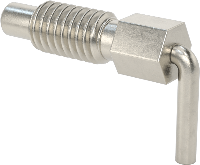 18-8 Paslanmaz Çelik L-Saplı Geri Çekilebilir Yaylı Piston, 3/8"-16 Diş, 0,75" Uzunlukta Diş