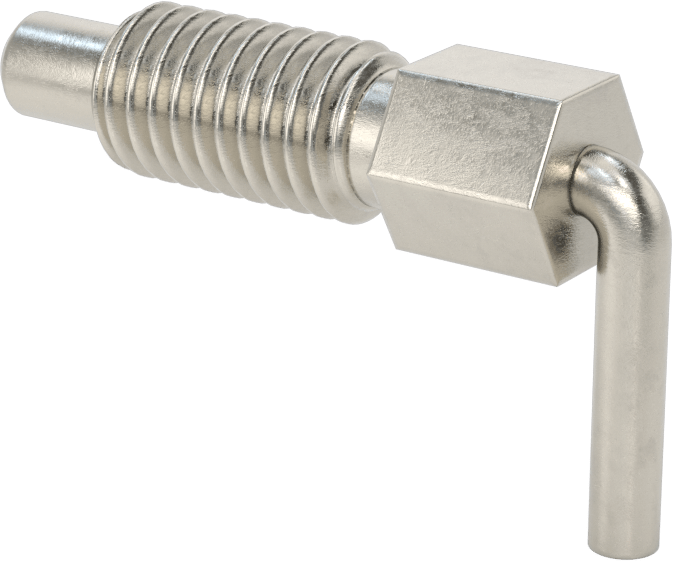 18-8 Paslanmaz Çelik L-Saplı Geri Çekilebilir Yaylı Piston, 1/2"-13 Diş, 1" Uzunluk Diş