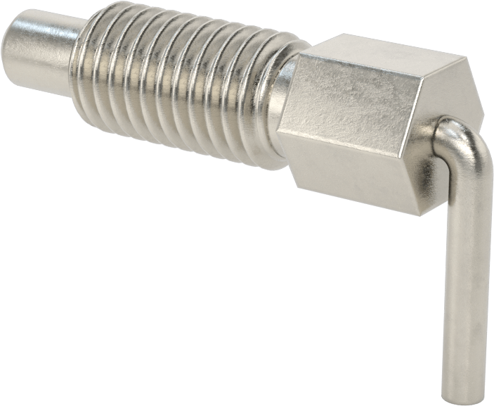18-8 Paslanmaz Çelik L-Saplı Geri Çekilebilir Yaylı Piston, 5/8"-11 Diş, 1,25 inç Uzunlukta Diş