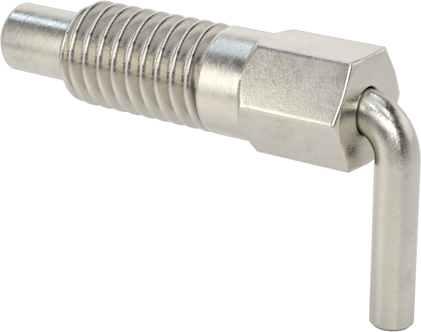 18-8 Paslanmaz Çelik L-Saplı Geri Çekilebilir Yaylı Piston, M6x1 Diş, 10 mm Uzun Diş