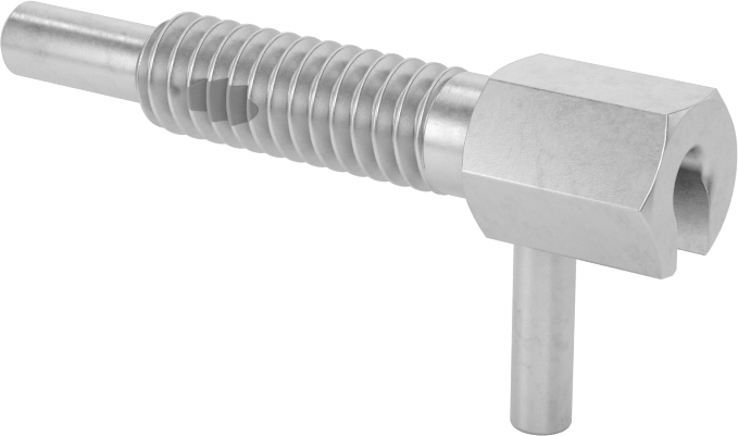 316 Paslanmaz Çelik Geri Çekilebilir Yaylı Piston, Bükümlü Kilitli L-Kolu, 1/4"-20 Diş, 0,725" Uzunlukta Diş