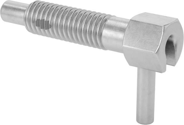 316 Paslanmaz Çelik Geri Çekilebilir Yaylı Piston, Bükümlü Kilitli L-Kolu, 10-32 Diş, 0,533" Uzunluklu Diş