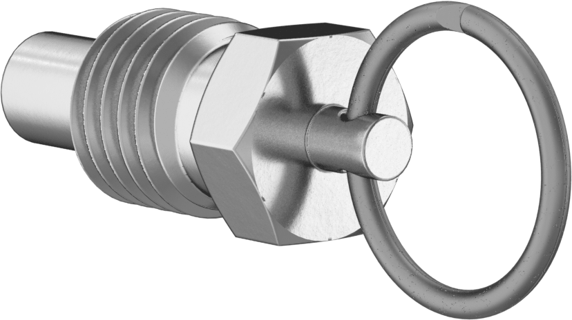316 Paslanmaz Çelik Geri Çekilebilir Yaylı Piston, Çekme Halkası, 3/4"-10 Diş, 0,88 inç Uzunlukta Diş