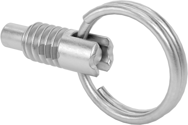 316 Paslanmaz Çelik Geri Çekilebilir Yaylı Piston, Twist-Lock Çekme Halkası, 1/4"-20 Diş, 0,31" Uzun Diş