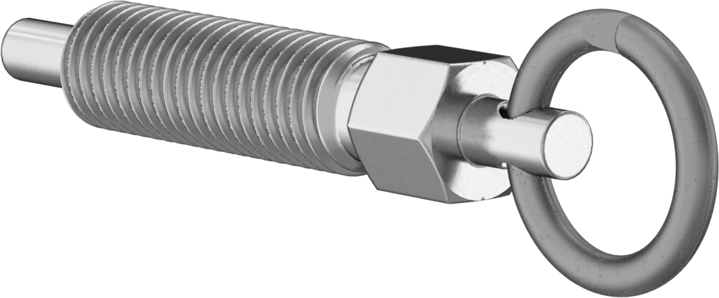 316 Paslanmaz Çelik Geri Çekilebilir Yaylı Piston, Çekme Halkası, 5/8"-11 Diş, 2,27 inç Uzunlukta Diş