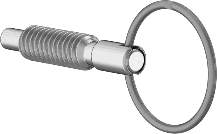 316 Paslanmaz Çelik Geri Çekilebilir Yaylı Piston, Twist-Lock Çekme Halkası, 1/4"-20 Diş, 0,8" Uzunlukta Diş