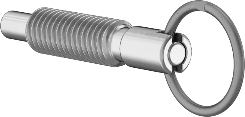 316 Paslanmaz Çelik Geri Çekilebilir Yaylı Piston, Twist-Lock Çekme Halkası, 3/8"-16 Diş, 1,2 inç Uzunlukta Diş