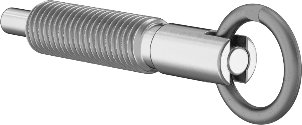 316 Paslanmaz Çelik Geri Çekilebilir Yaylı Piston, Twist-Lock Çekme Halkası, 5/8"-11 Diş, 2,27 inç Uzunlukta Diş