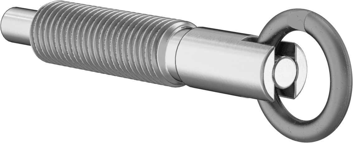 316 Paslanmaz Çelik Geri Çekilebilir Yaylı Piston, Twist-Lock Çekme Halkası, 3/4"-10 Diş, 2,69 inç Uzunluklu Diş