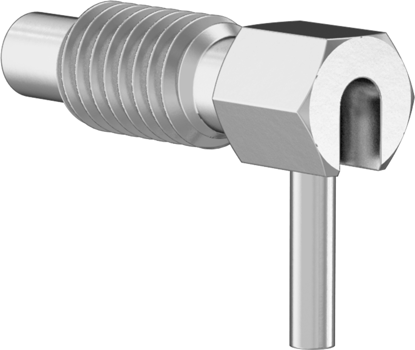 316 Paslanmaz Çelik Geri Çekilebilir Yaylı Piston, Bükümlü Kilitli L-Kolu, 3/8"-16 Diş, 0,75" Uzunlukta Diş