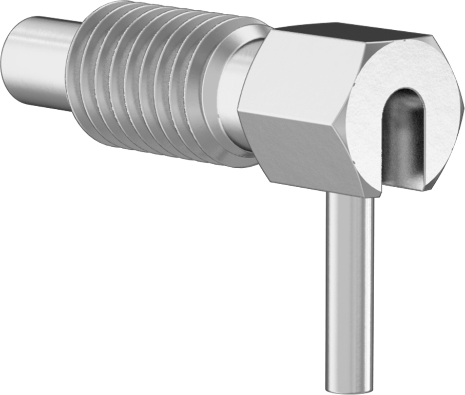 316 Paslanmaz Çelik Geri Çekilebilir Yaylı Piston, Bükümlü Kilitli L-Kolu, 1/2"-13 Diş, 1" Uzunluk Diş