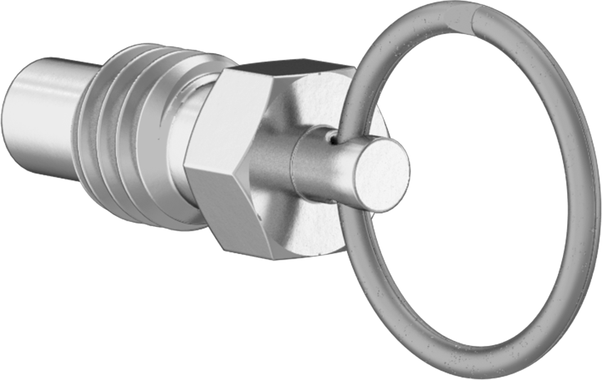 316 Paslanmaz Çelik Geri Çekilebilir Yaylı Piston, Çekme Halkası, 3/8"-16 Diş, 0,44 inç Uzunlukta Diş