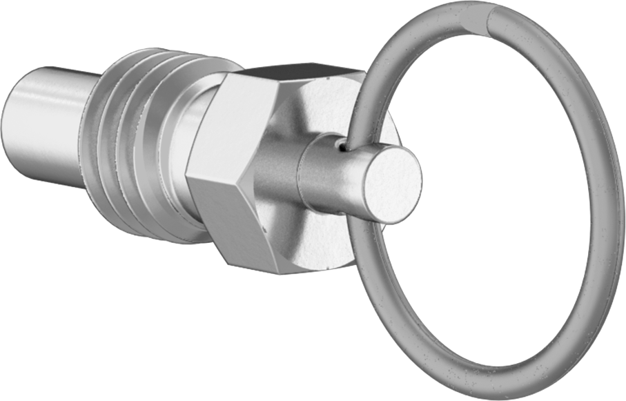 316 Paslanmaz Çelik Geri Çekilebilir Yaylı Piston, Çekme Halkası, 1/2"-13 Diş, 0,56" Uzun Diş