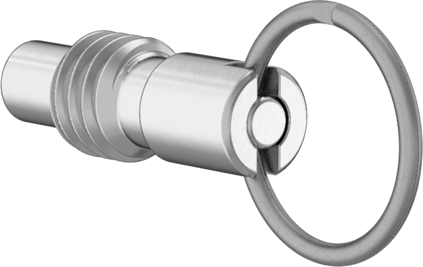 316 Paslanmaz Çelik Geri Çekilebilir Yaylı Piston, Twist-Lock Çekme Halkası, 3/8"-16 Diş, 0,44 inç Uzunlukta Diş