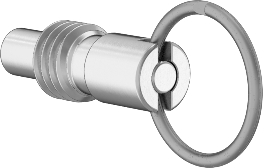 316 Paslanmaz Çelik Geri Çekilebilir Yaylı Piston, Twist-Lock Çekme Halkası, 1/2"-13 Diş, 0,56" Uzun Diş