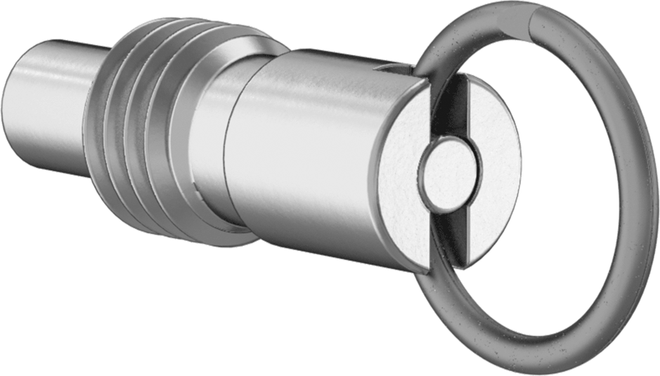 316 Paslanmaz Çelik Geri Çekilebilir Yaylı Piston, Twist-Lock Çekme Halkası, 5/8"-11 Diş, 0,69" Uzun Diş
