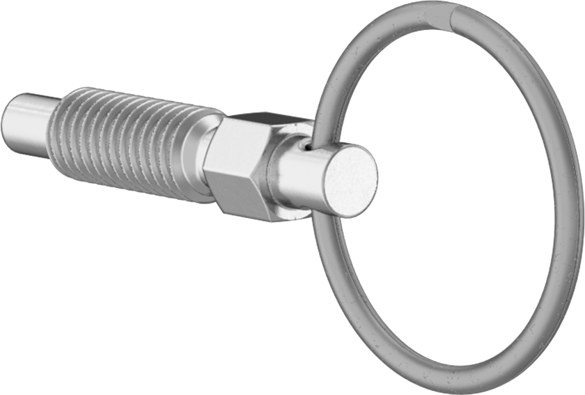 316 Paslanmaz Çelik Geri Çekilebilir Yaylı Piston, Çekme Halkası, 10-32 Diş, 0,525 inç Uzunluklu Diş