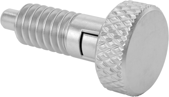 316 Paslanmaz Çelik Topuzlu Geri Çekilebilir Yaylı Piston, Twist-Lock, 1/4"-20 Diş, 0,1 ila 0,5 lb. Kuvvet