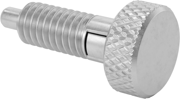 316 Paslanmaz Çelik Topuzlu Geri Çekilebilir Yaylı Piston, Twist-Lock, 5/16"-18 Diş