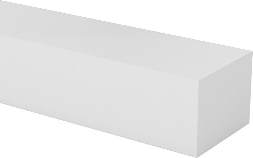 Kaygan UHMW Polietilen Çubuk, Beyaz, 1" Genişlik, 3/4" Kalınlık