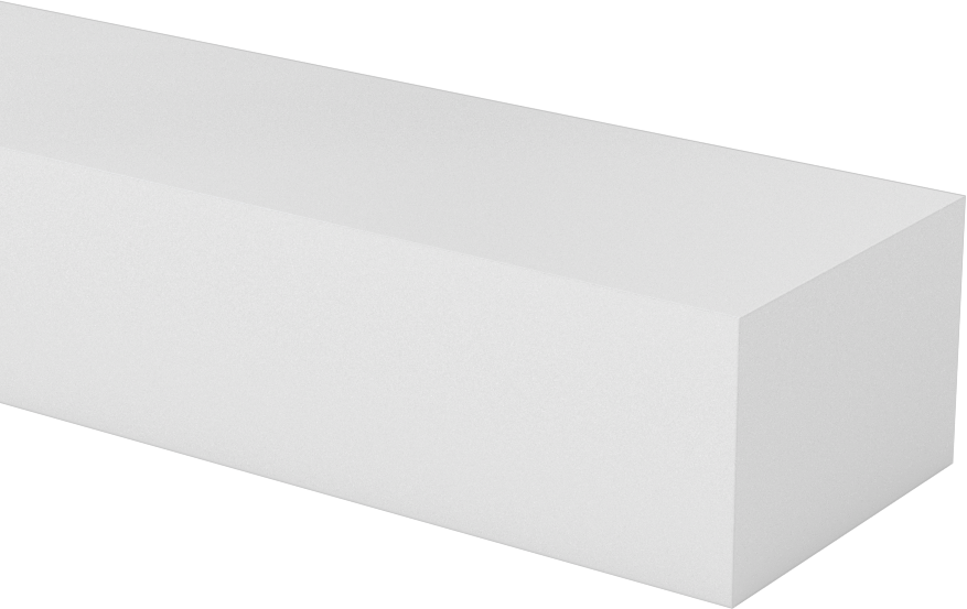 Kaygan UHMW Polietilen Çubuk, Beyaz, 1-1/2" Genişlik, 1" Kalınlık