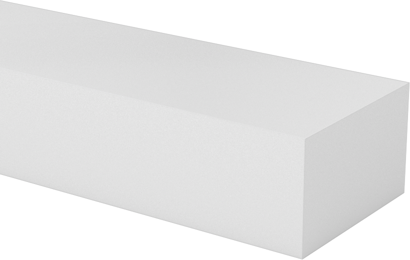 Kaygan UHMW Polietilen Çubuk, Beyaz, 1-1/4" Genişlik, 3/4" Kalınlık