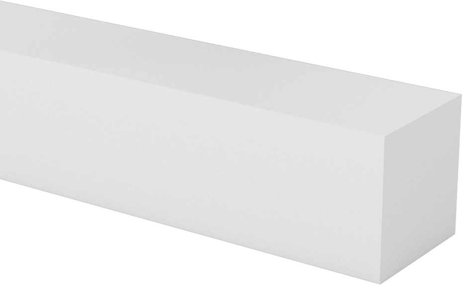 Kaygan UHMW Polietilen Çubuk, Beyaz, 1-1/4" Genişlik, 1-1/4" Kalınlık