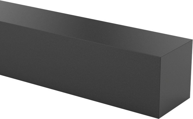 Kaygan UHMW Polietilen Çubuk, Siyah, 5/8" Genişlik, 5/8" Kalınlık