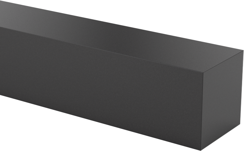 Kaygan UHMW Polietilen Çubuk, Siyah, 3/4" Genişlik, 3/4" Kalınlık