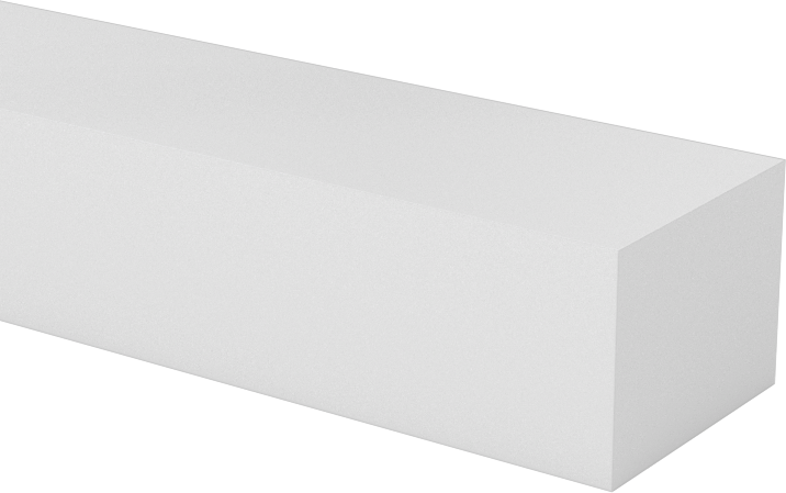 Kaygan UHMW Polietilen Çubuk, Beyaz, 1/2" Genişlik, 3/8" Kalınlık