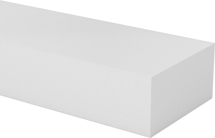 Kaygan UHMW Polietilen Çubuk, Beyaz, 3/4" Genişlik, 3/8" Kalınlık