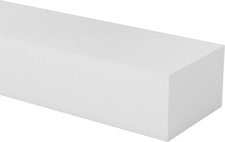 Kaygan UHMW Polietilen Çubuk, Beyaz, 1" Genişlik, 5/8" Kalınlık