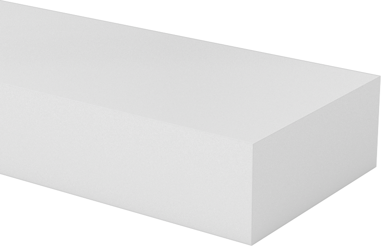 Kaygan UHMW Polietilen Çubuk, Beyaz, 1-1/2" Genişlik, 5/8" Kalınlık