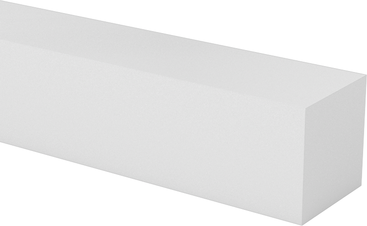 Kaygan UHMW Polietilen Çubuk, Beyaz, 1/2" Genişlik, 1/2" Kalınlık