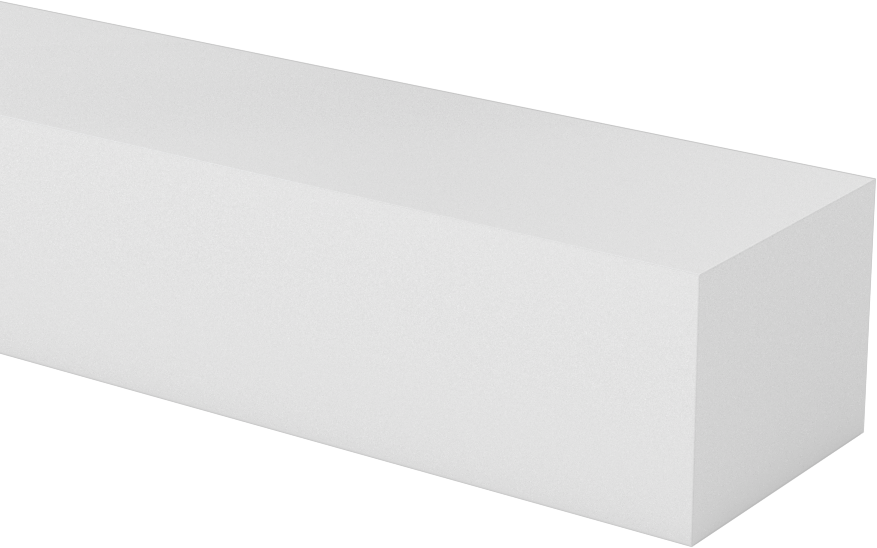 Kaygan UHMW Polietilen Çubuk, Beyaz, 1-1/4" Genişlik, 1" Kalınlık