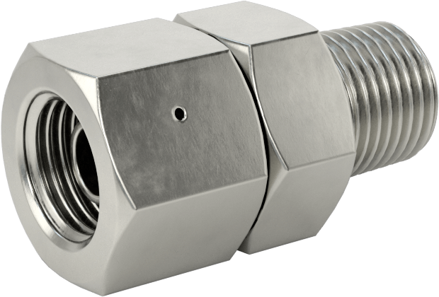 316 Paslanmaz Çelik Hidrolik Hortum Bağlantı Elemanı, Düz Adaptör, 1/8 NPSM Dişi x 1/8 NPT/NPTF Erkek