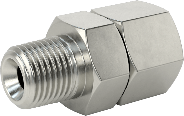 316 Paslanmaz Çelik Hidrolik Hortum Bağlantı Elemanı, Düz Adaptör, 1/8 NPSM Dişi x 1/8 NPT/NPTF Erkek