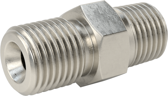 316 Paslanmaz Çelik Hidrolik Hortum Bağlantı Elemanı, Düz Adaptör, 1/4 NPT Erkek x 9/16"-18 Erkek Boru