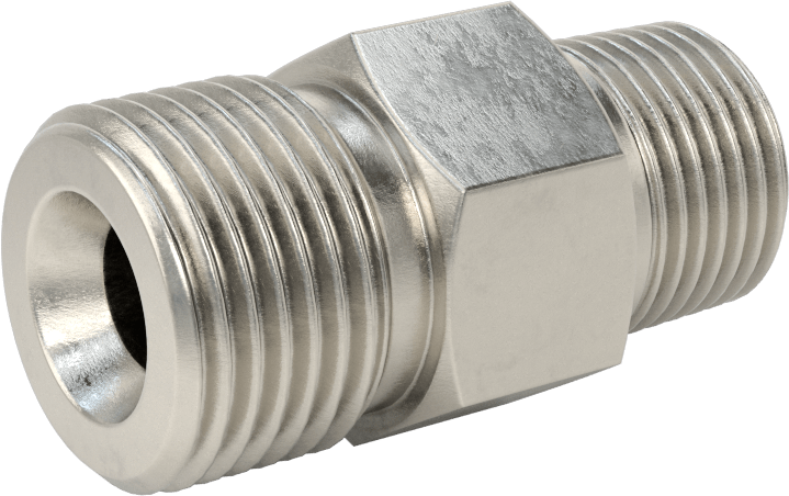 316 Paslanmaz Çelik Hidrolik Hortum Bağlantı Elemanı, Düz Adaptör, 1/2 NPT Erkek x 1"-12 Erkek Boru
