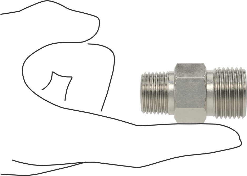 316 Paslanmaz Çelik Hidrolik Hortum Bağlantı Elemanı, Düz Adaptör, 1/2 NPT Erkek x 1"-12 Erkek Boru