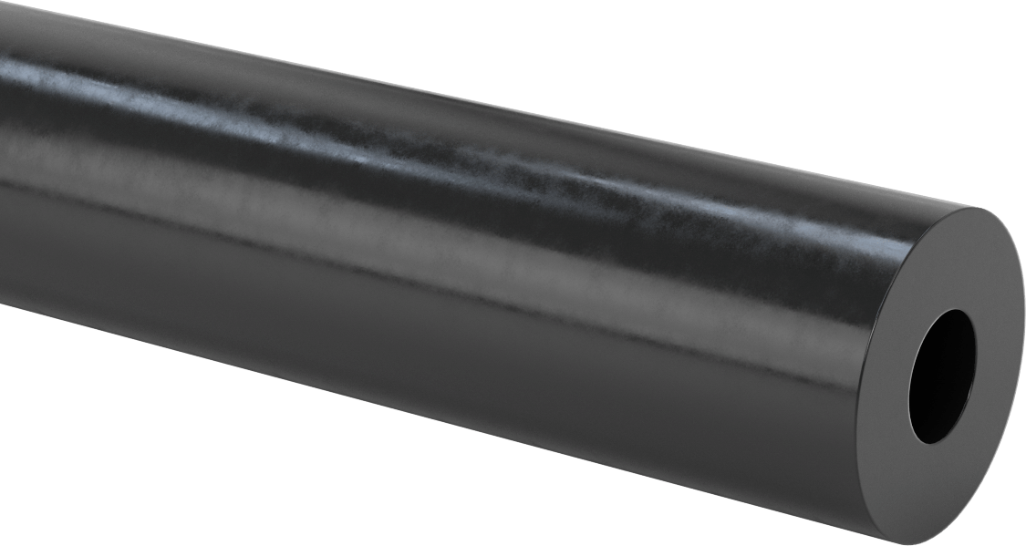 Aşınmaya Dayanıklı Poliüretan Kauçuk Yuvarlak Boru, 36" Uzunluk, 2-1/2" OD, 1" ID