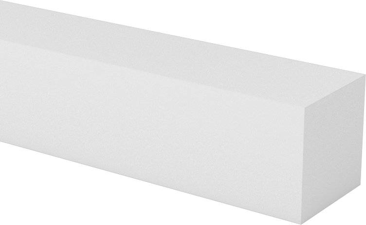Teflon® PTFE'den Üretilmiş Çubuk, 1/2" Kalınlık, 1/2" Genişlik