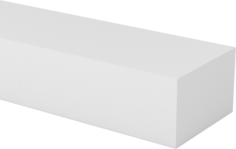 Teflon® PTFE'den Üretilmiş Çubuk, 5/8" Kalınlık, 1" Genişlik