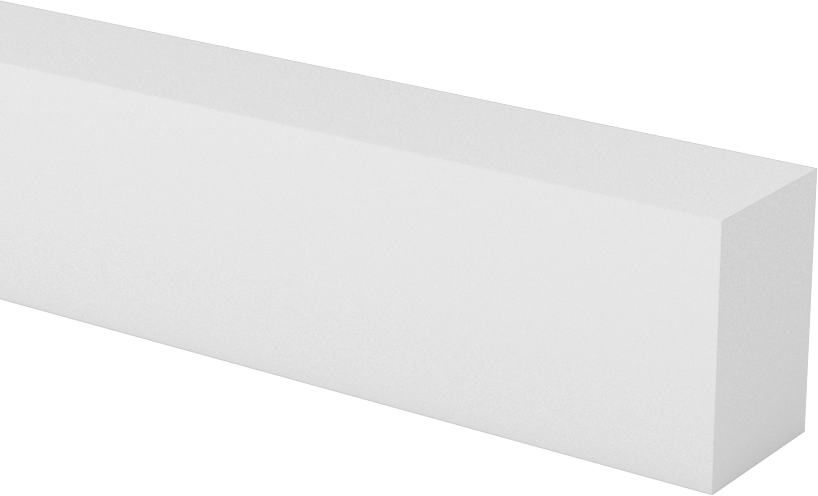 Teflon® PTFE'den Üretilmiş Çubuk, 3/4" Kalınlık, 1/2" Genişlik