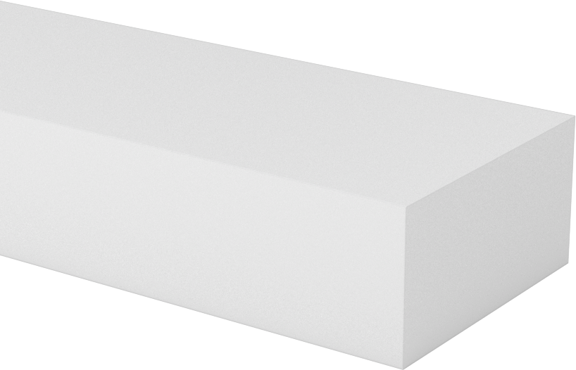 Teflon® PTFE'den Üretilmiş Çubuk, 3/4" Kalınlık, 1-1/2" Genişlik