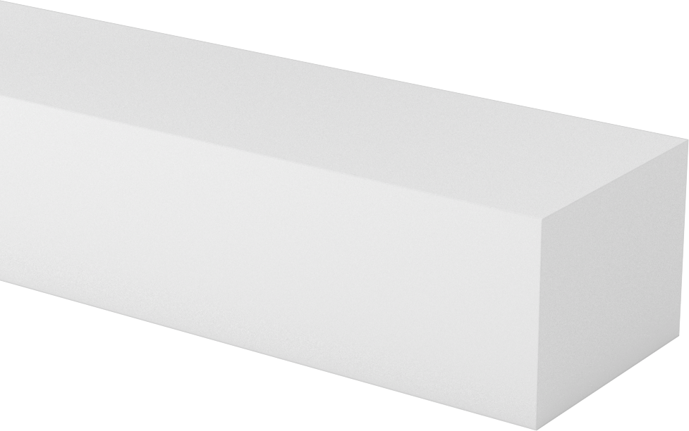 Teflon® PTFE'den Üretilmiş Çubuk, 1-1/2" Kalınlık, 2 inç Genişlik