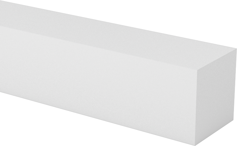 Teflon® PTFE'den Üretilmiş Çubuk, 5/8" Kalınlık, 5/8" Genişlik