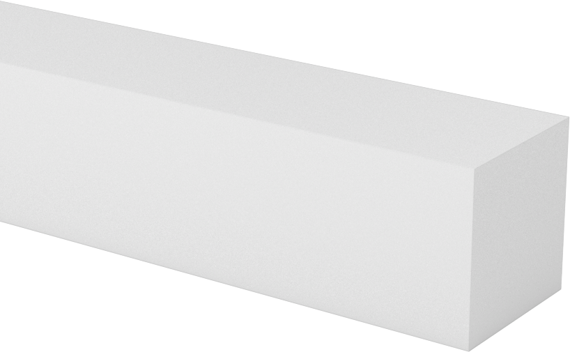 Teflon® PTFE'den Üretilmiş Çubuk, 3/4" Kalınlık, 3/4" Genişlik