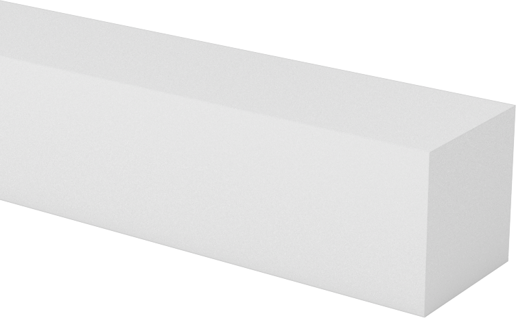 Beyaz Delrin® Asetal Reçine Çubuğu, 1/2" Kalınlık, 1/2" Genişlik