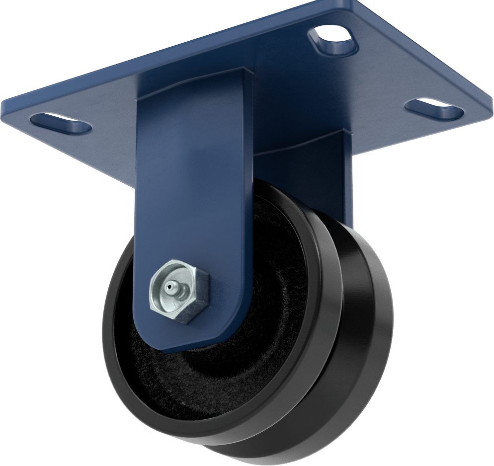 6-1/2“ x 4-1/2” Plakalı V-Oluklu Raylı Tekerlek, Yüksek Kapasiteli, 4 inç Çapında Metal Tekerlekli Sert